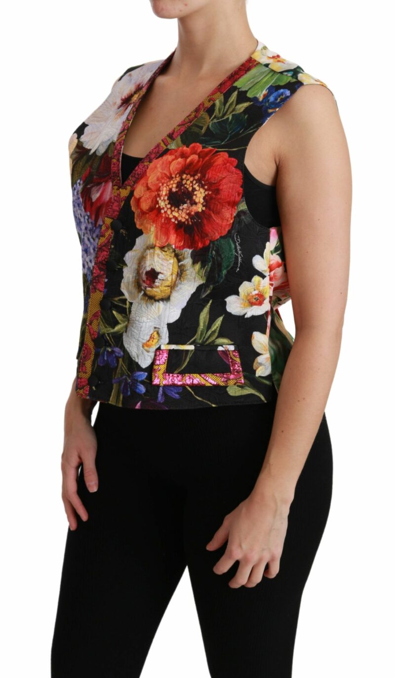 Dolce & Gabbana Multicolor Brocade Floral Sleeveless Vest - Image 3