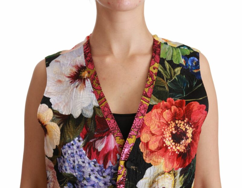 Dolce & Gabbana Multicolor Brocade Floral Sleeveless Vest - Image 5