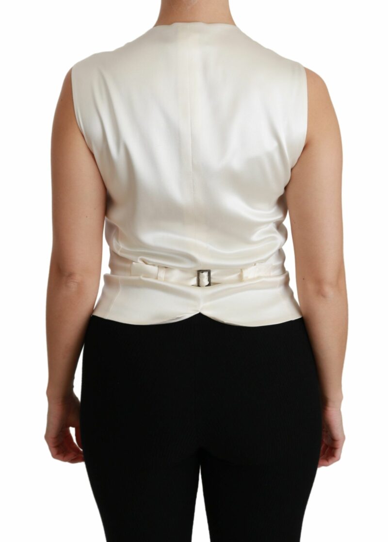 Dolce & Gabbana Elegant Silk Sleeveless Vest in Black & White - Image 4