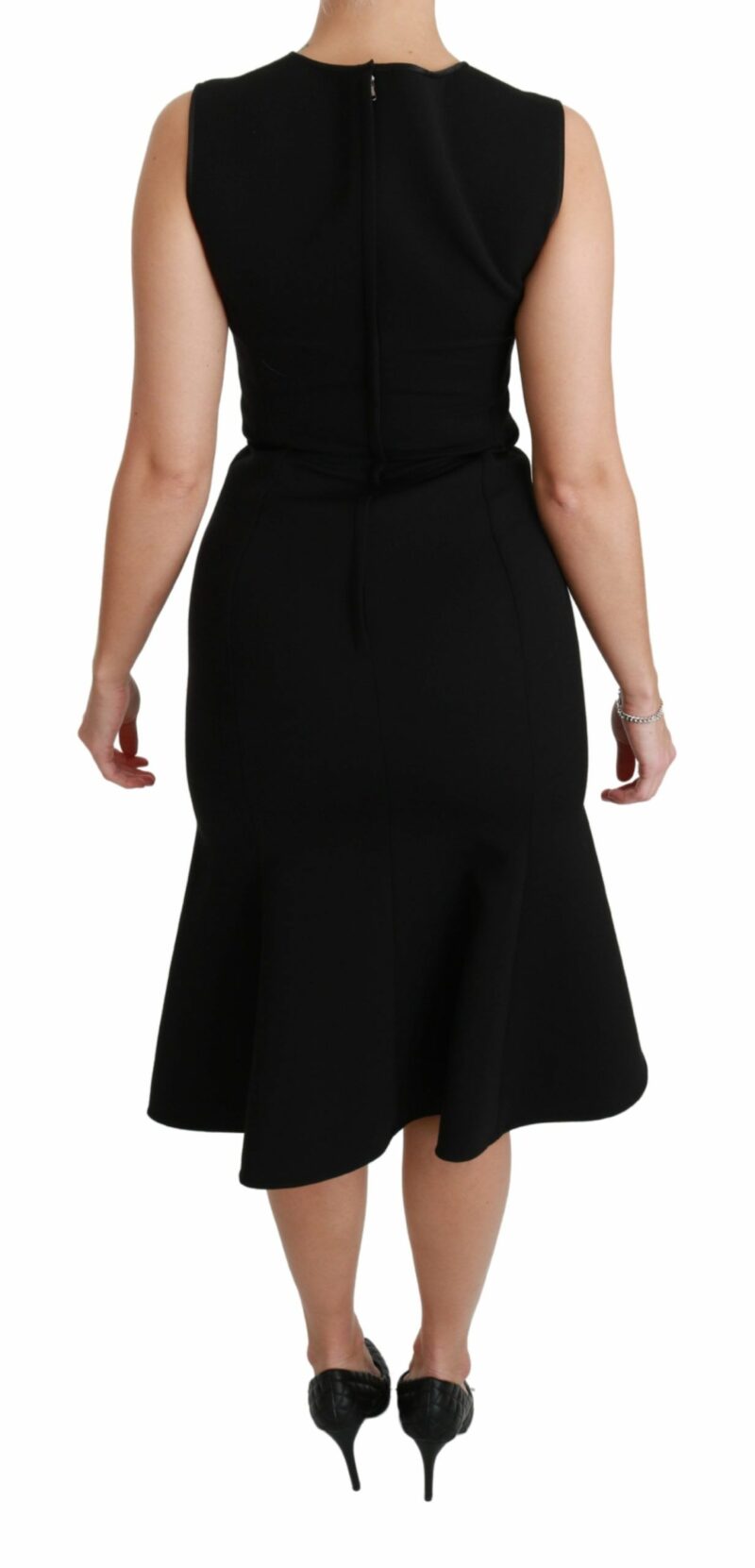 Dolce & Gabbana Elegant Black Fit Flare Wool Blend Dress - Image 4