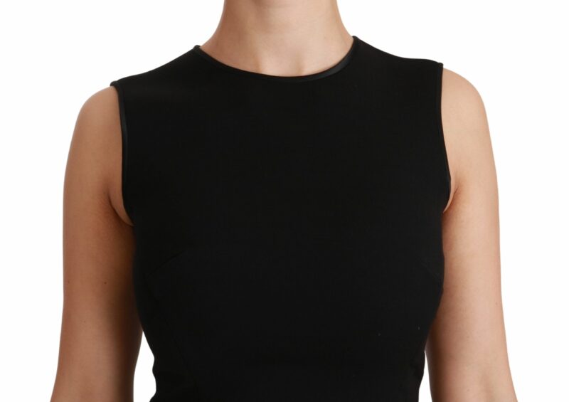 Dolce & Gabbana Elegant Black Fit Flare Wool Blend Dress - Image 5