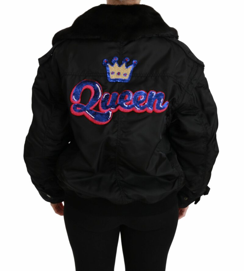 Dolce & Gabbana Elegant Black Bomber Jacket with Detachable Features - Image 3