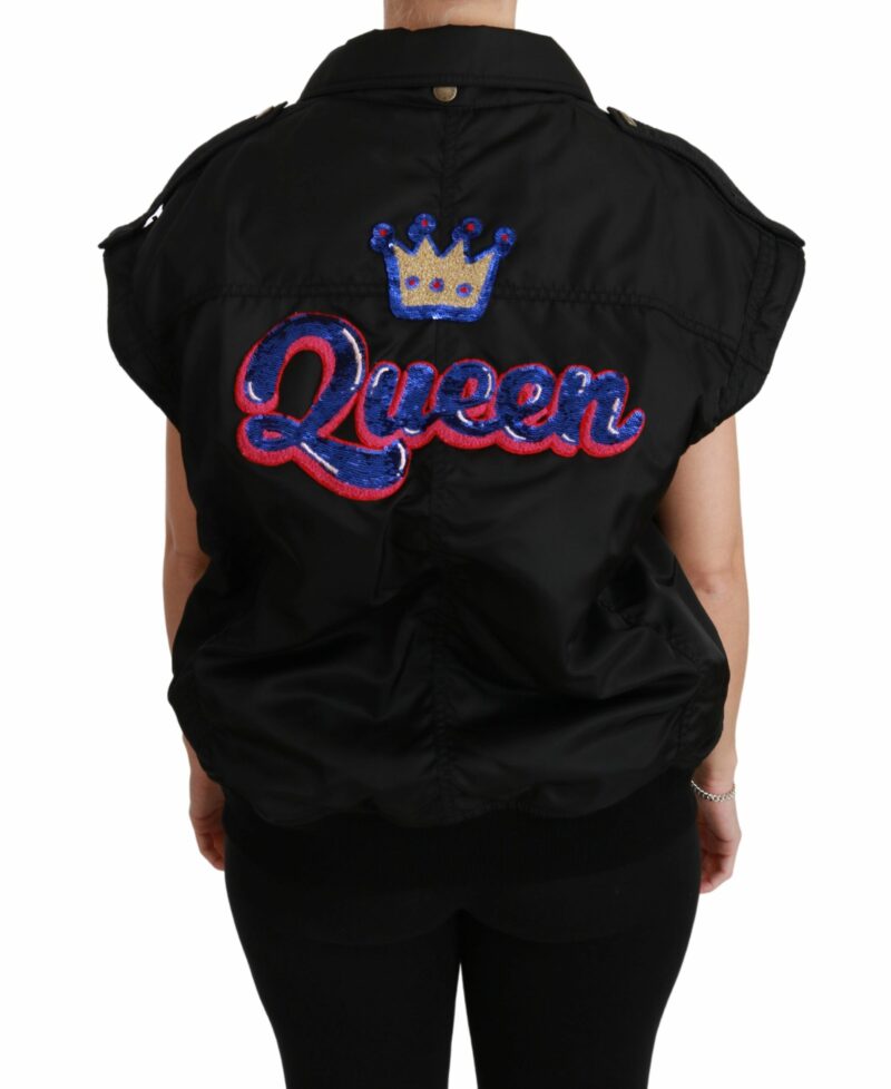 Dolce & Gabbana Elegant Black Bomber Jacket with Detachable Features - Image 8