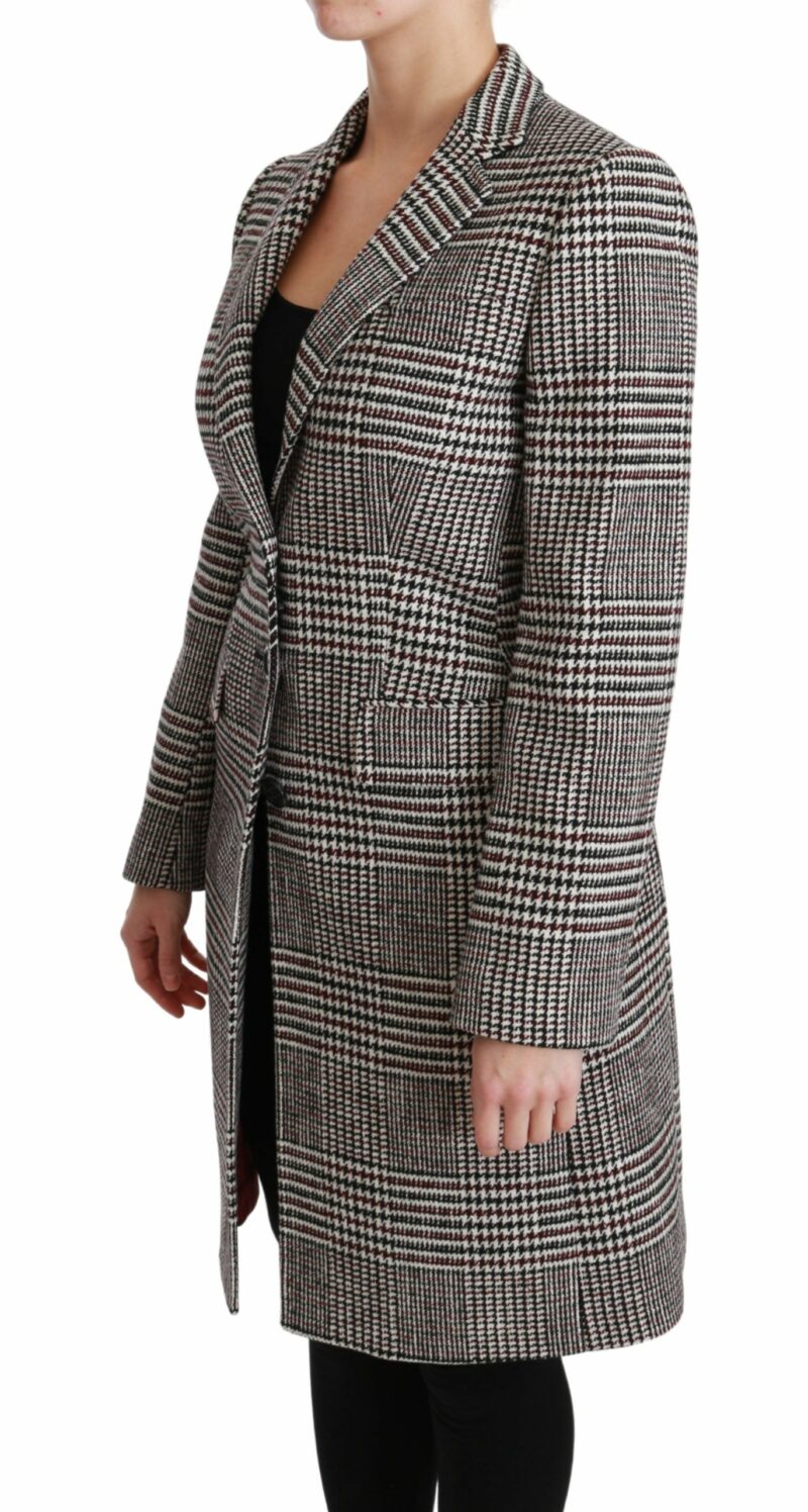 Dolce & Gabbana Elegant Multicolor Checked Knee-Length Jacket Coat - Image 3