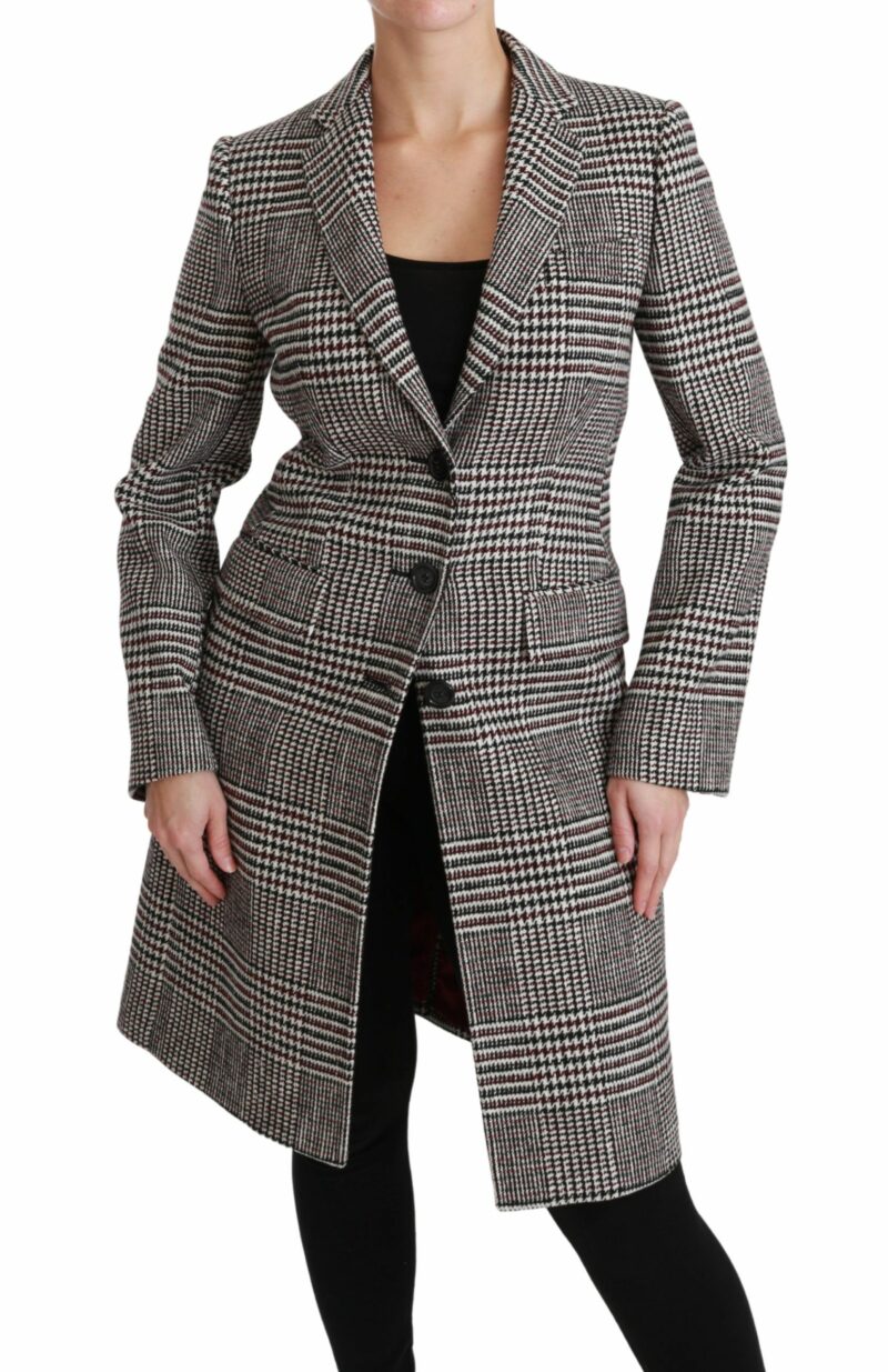 Dolce & Gabbana Elegant Multicolor Checked Knee-Length Jacket Coat - Image 6