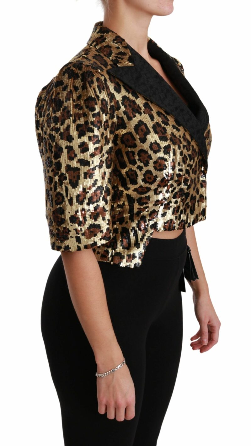 Dolce & Gabbana Gold Leopard Print Short Sleeve Blazer - Image 2