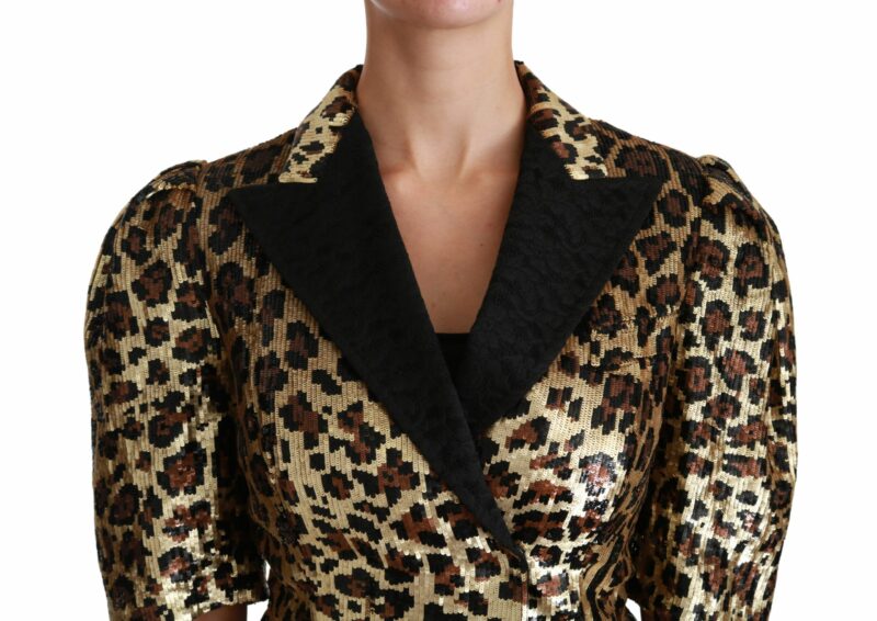 Dolce & Gabbana Gold Leopard Print Short Sleeve Blazer - Image 5