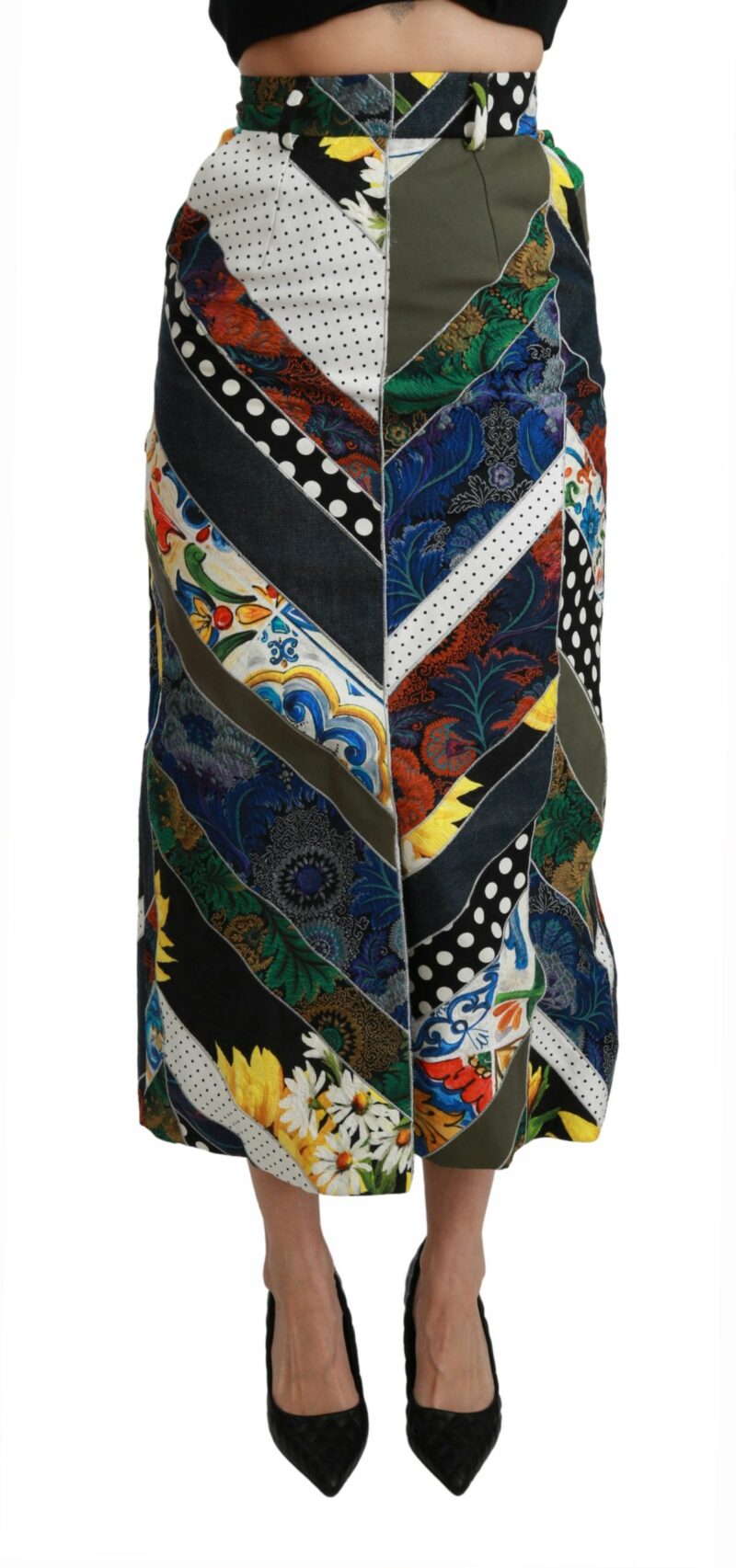 Dolce & Gabbana Elegant Geometric Print High-Waist Skirt - Image 2