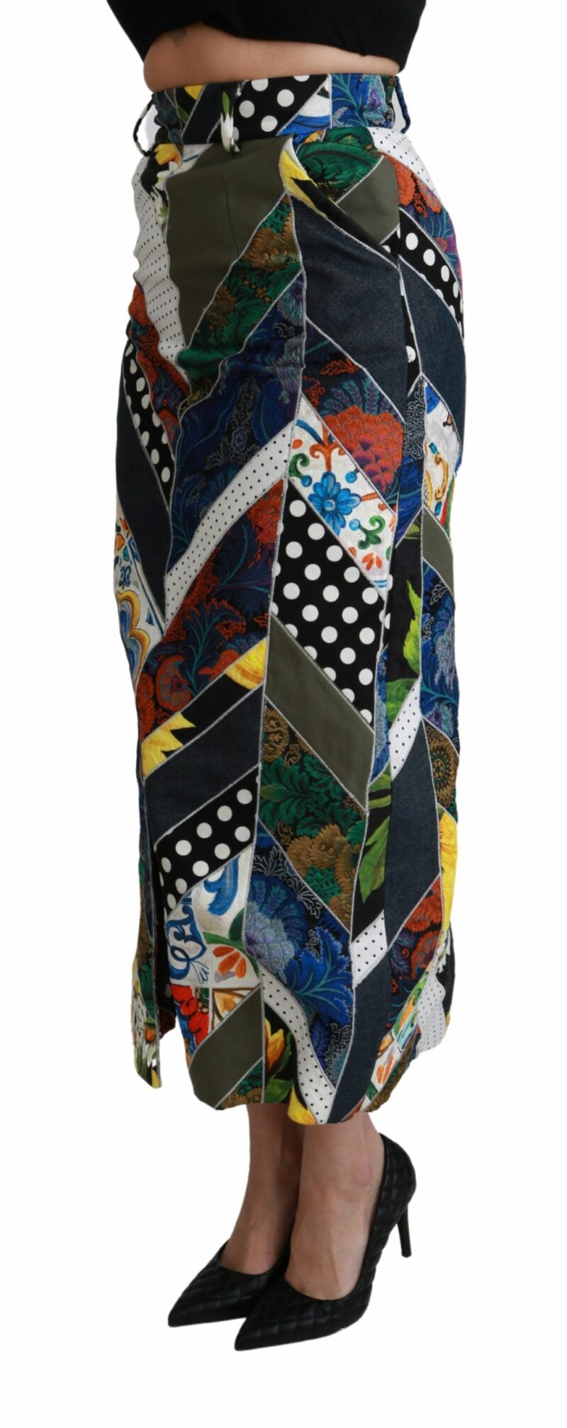 Dolce & Gabbana Elegant Geometric Print High-Waist Skirt - Image 4