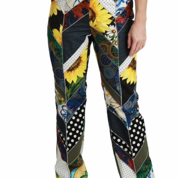 Dolce & Gabbana Elegant High Waist Multicolor Straight Pants