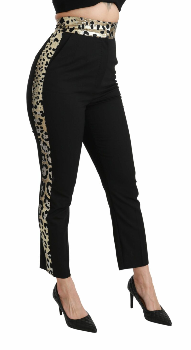 Dolce & Gabbana Gold Leopard Jacquard High Waist Pants - Image 3