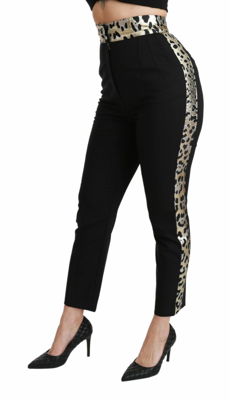 Dolce & Gabbana Gold Leopard Jacquard High Waist Pants - Image 4