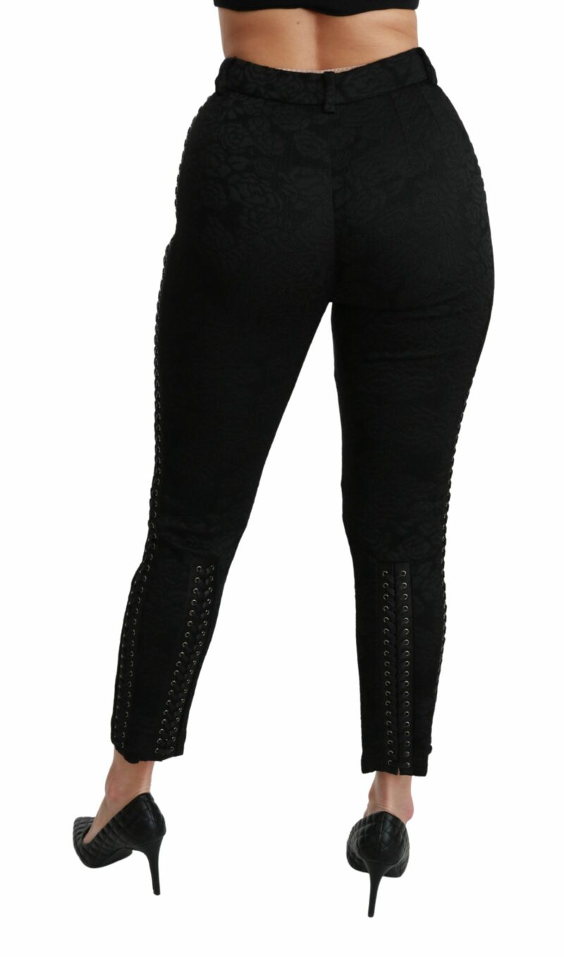 Dolce & Gabbana Elegant High Waist Skinny Black Brocade Pants - Image 5