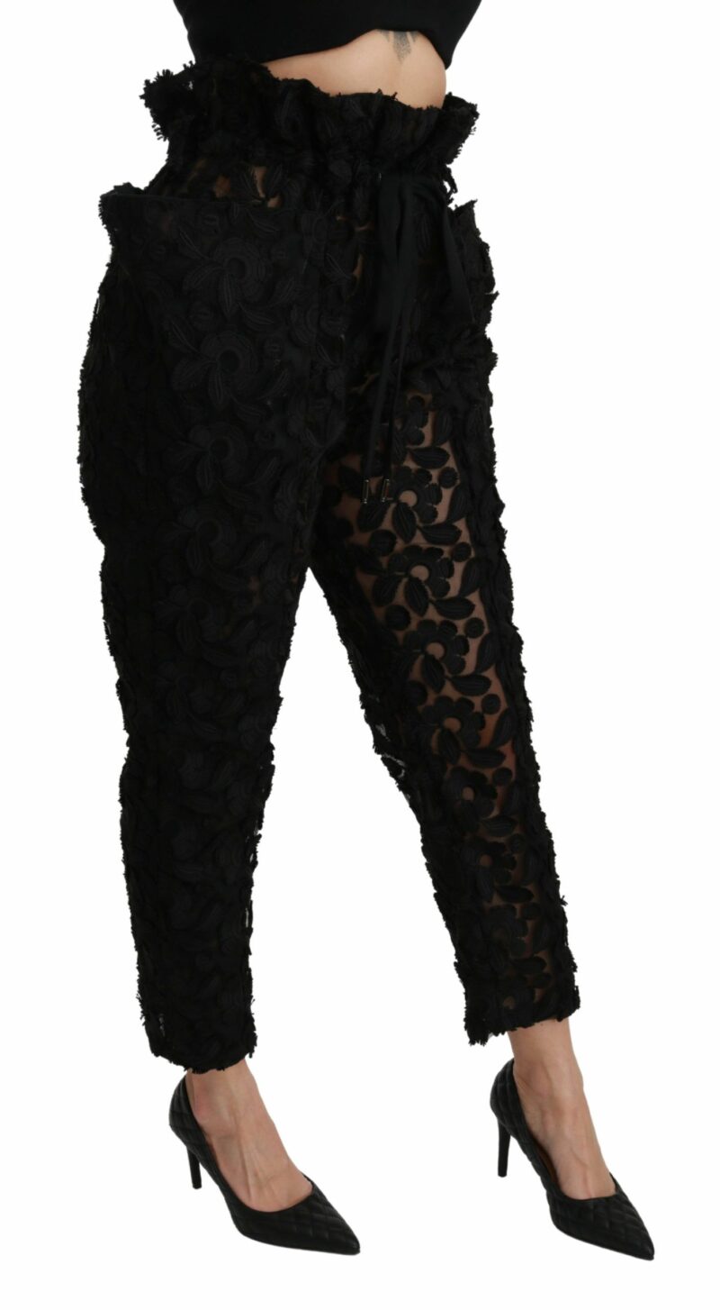 Dolce & Gabbana Chic Tapered High Waist Lace Pants - Image 5