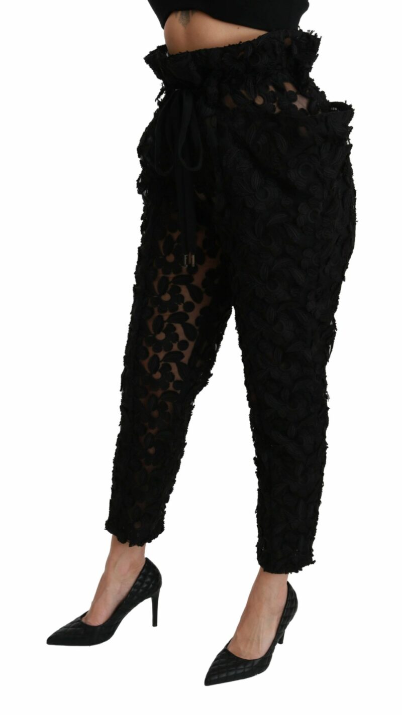 Dolce & Gabbana Chic Tapered High Waist Lace Pants - Image 4
