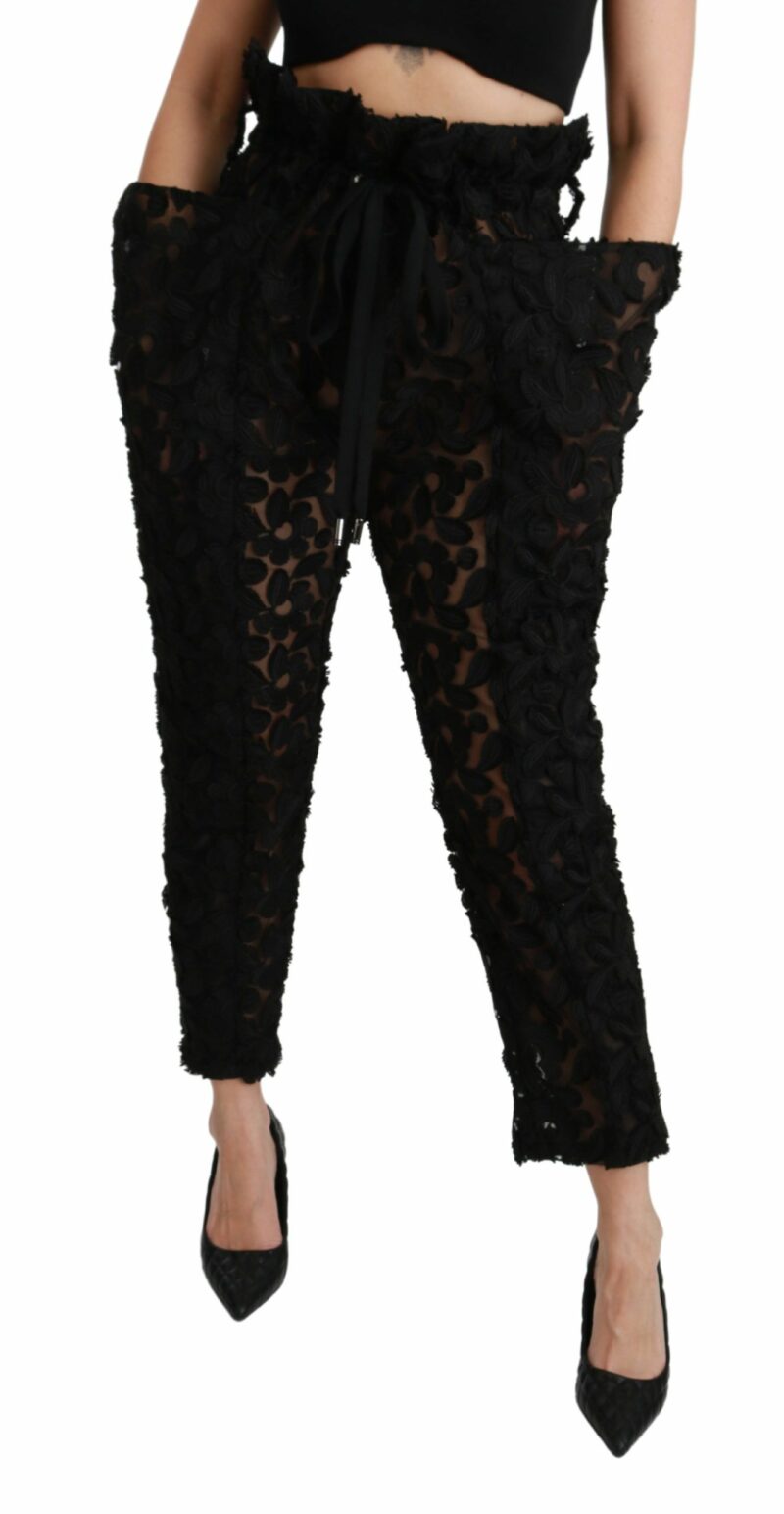 Dolce & Gabbana Chic Tapered High Waist Lace Pants - Image 3
