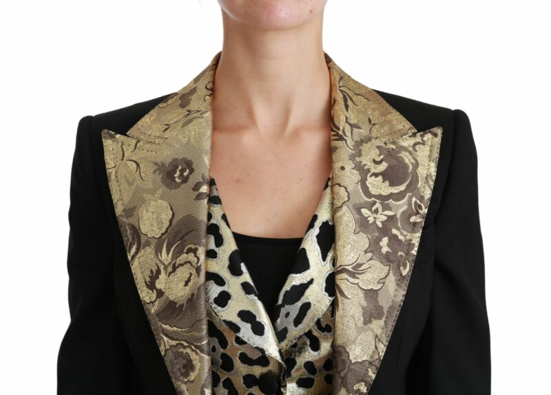 Dolce & Gabbana Opulent Black Gold Floral Jacket and Vest Ensemble - Image 5