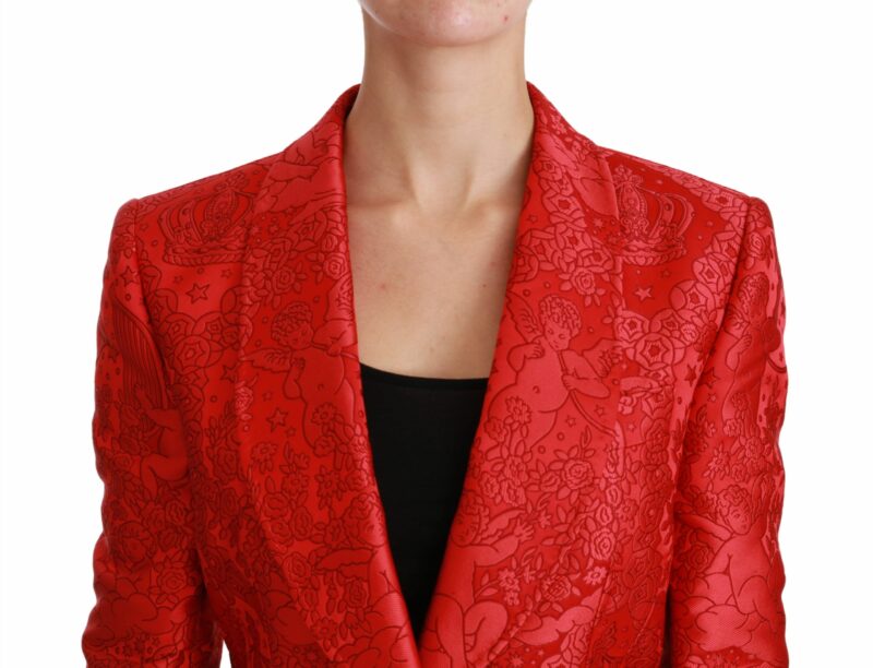 Dolce & Gabbana Red Floral Angel Pattern Blazer - Image 5