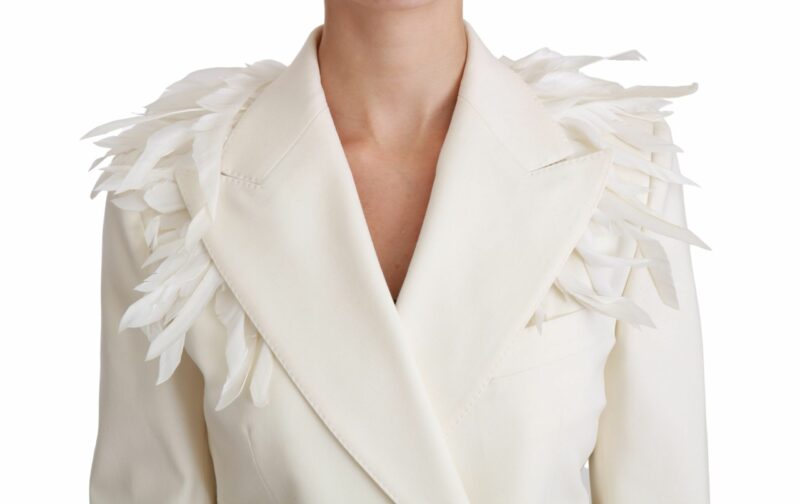 Dolce & Gabbana Elegant White Double Breasted Blazer Jacket - Image 5