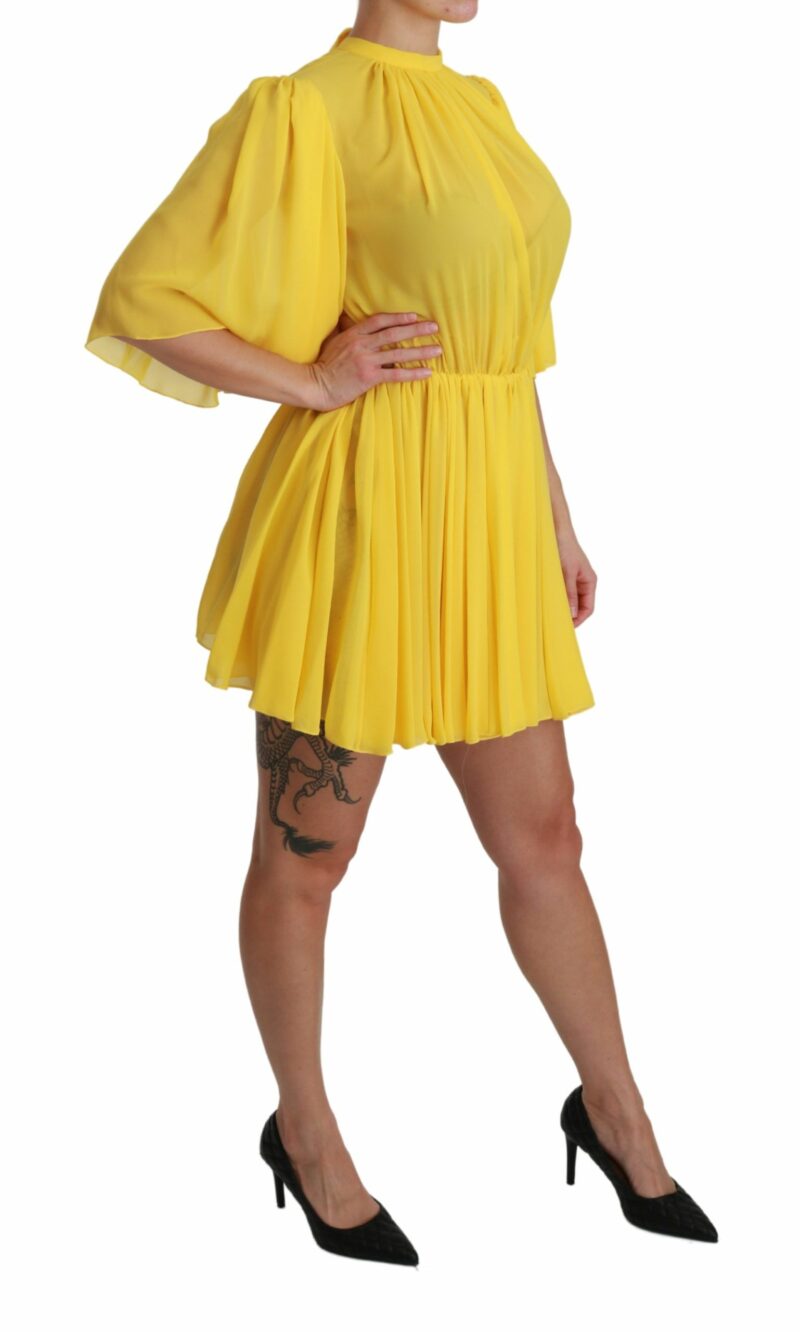 Dolce & Gabbana Silk Pleated A-line Mini Dress in Sunshine Yellow - Image 2