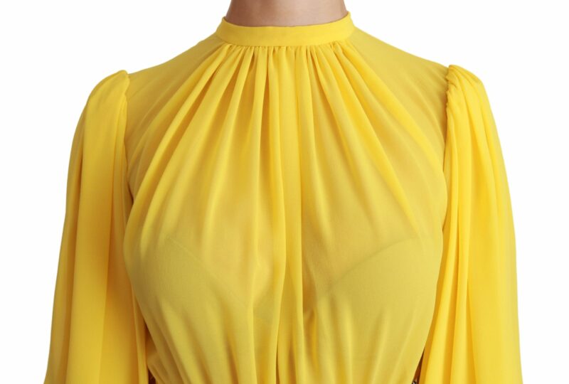 Dolce & Gabbana Silk Pleated A-line Mini Dress in Sunshine Yellow - Image 5