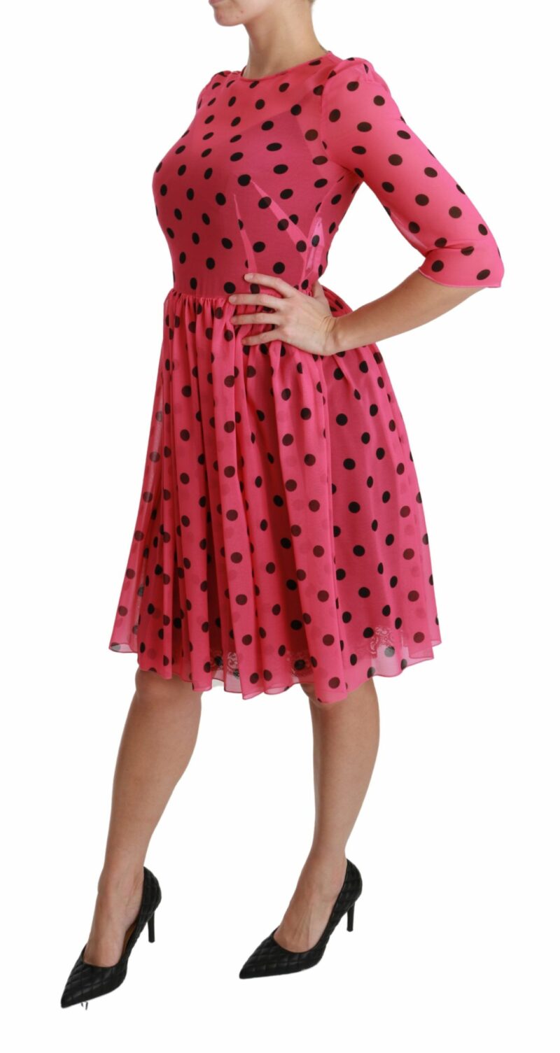 Dolce & Gabbana Elegant Polka Dot A-Line Knee Length Dress - Image 3