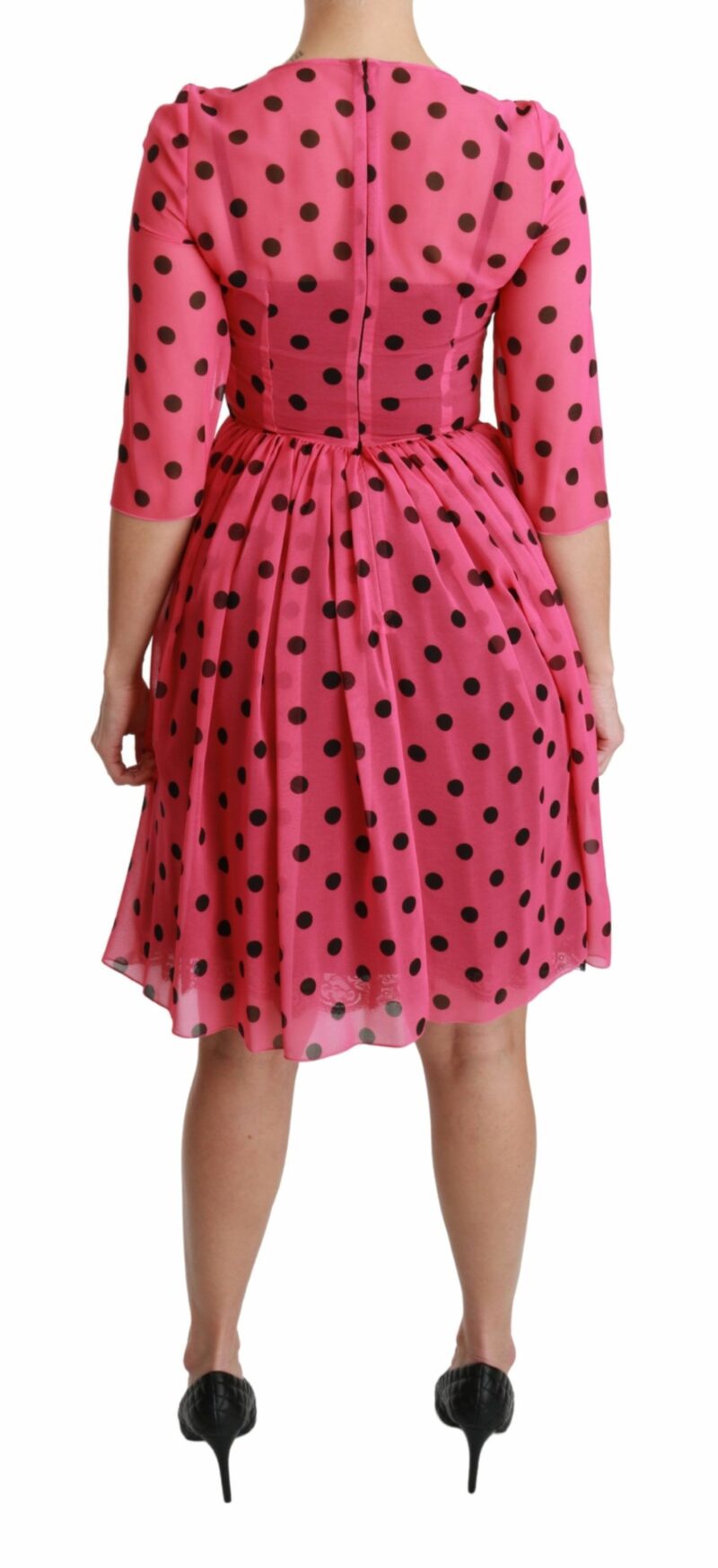 Dolce & Gabbana Elegant Polka Dot A-Line Knee Length Dress - Image 4