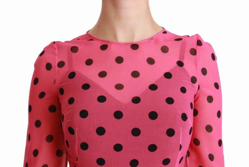 Dolce & Gabbana Elegant Polka Dot A-Line Knee Length Dress - Image 5