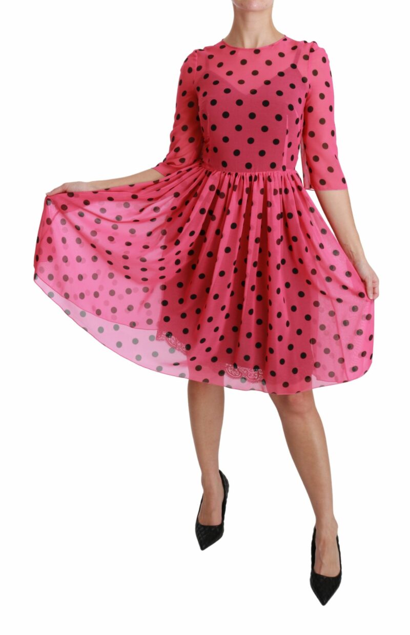 Dolce & Gabbana Elegant Polka Dot A-Line Knee Length Dress - Image 6