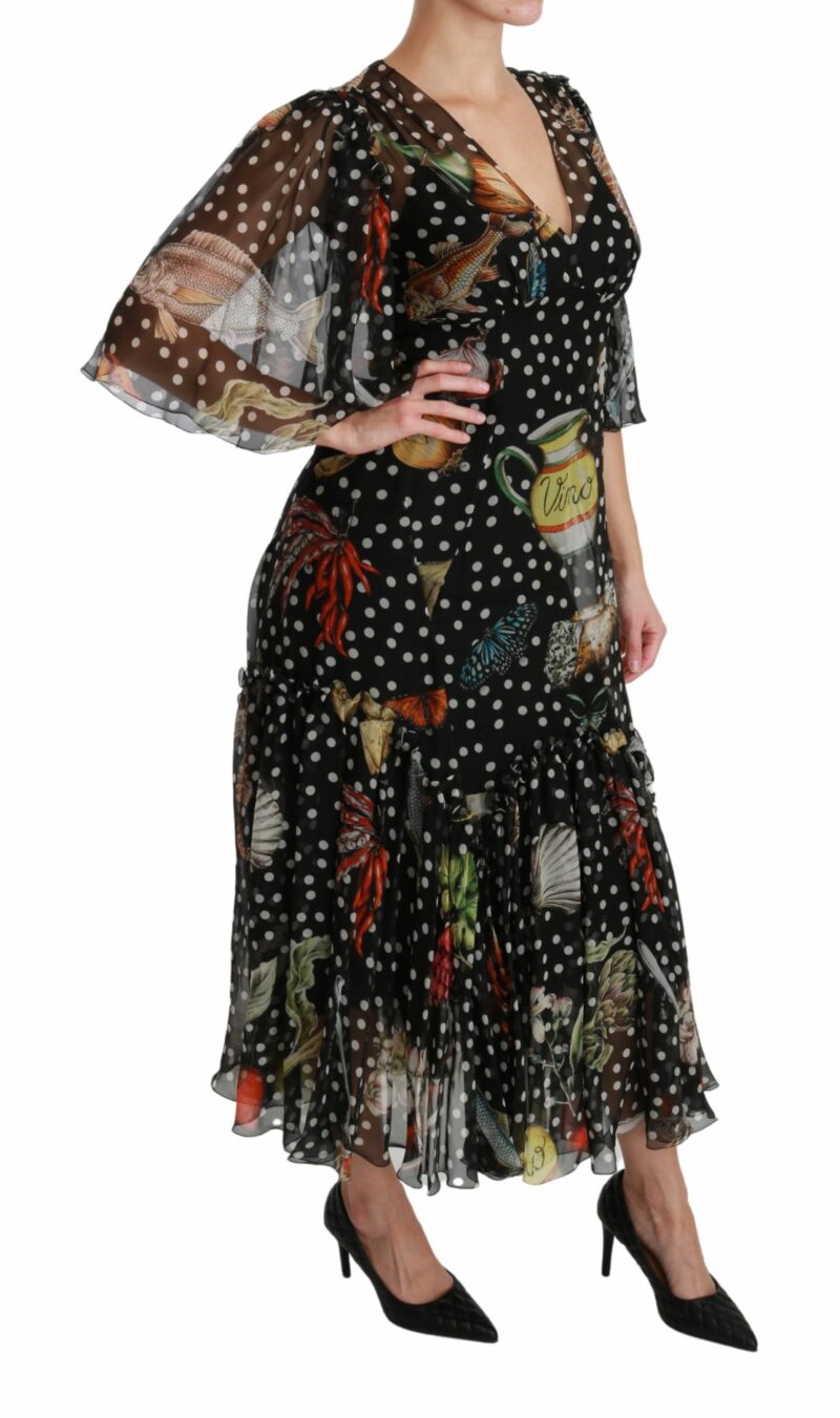 Dolce & Gabbana Elegant Silk Pleated A-Line Maxi Dress - Image 2