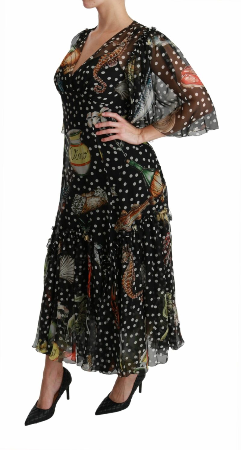 Dolce & Gabbana Elegant Silk Pleated A-Line Maxi Dress - Image 3