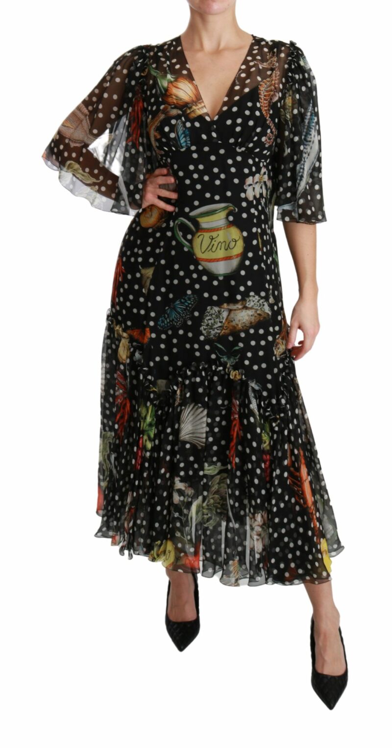 Dolce & Gabbana Elegant Silk Pleated A-Line Maxi Dress - Image 6