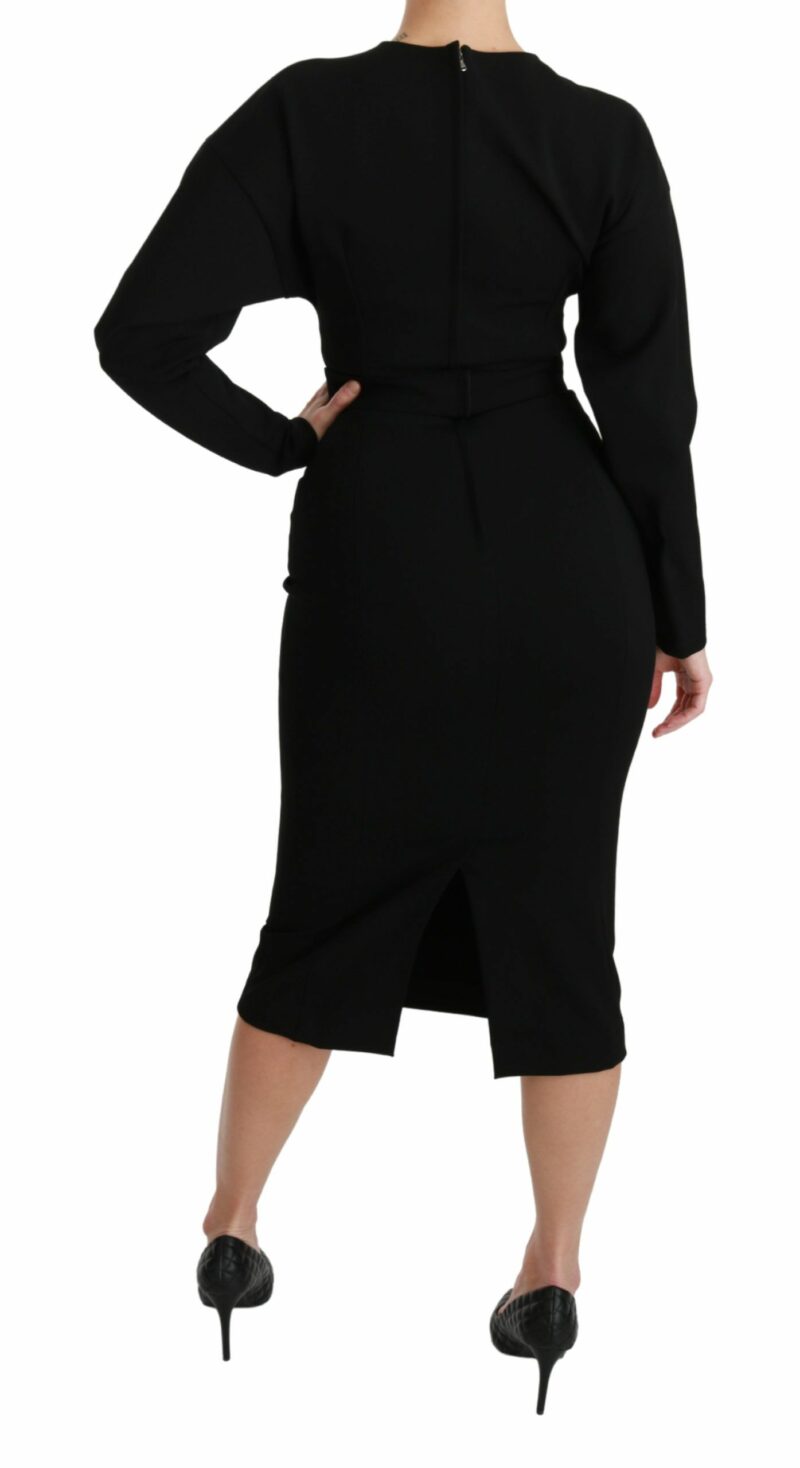 Dolce & Gabbana Elegant Black Bodycon Sheath Midi Dress - Image 4