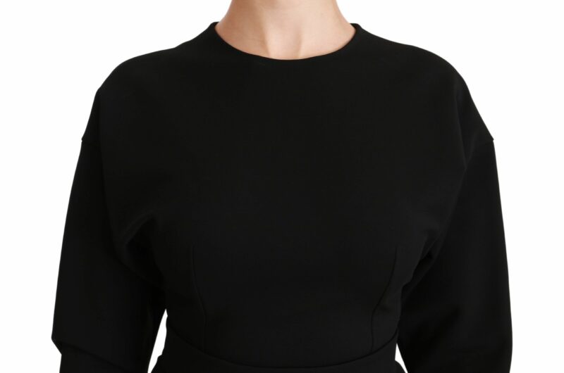 Dolce & Gabbana Elegant Black Bodycon Sheath Midi Dress - Image 5