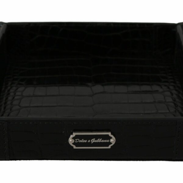 Dolce & Gabbana Elegant Black Exotic Skin Entry Tray