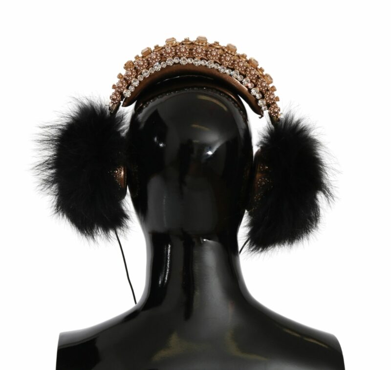 Dolce & Gabbana Gold Black Crystal Embellished Headphones - Image 3