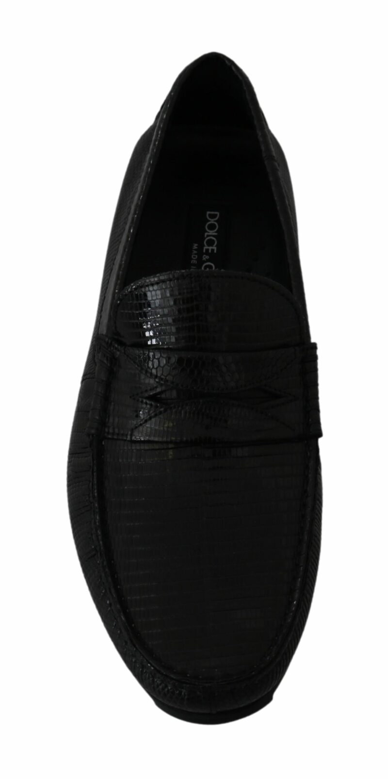 Dolce & Gabbana Exquisite Black Lizard Leather Loafers - Image 2