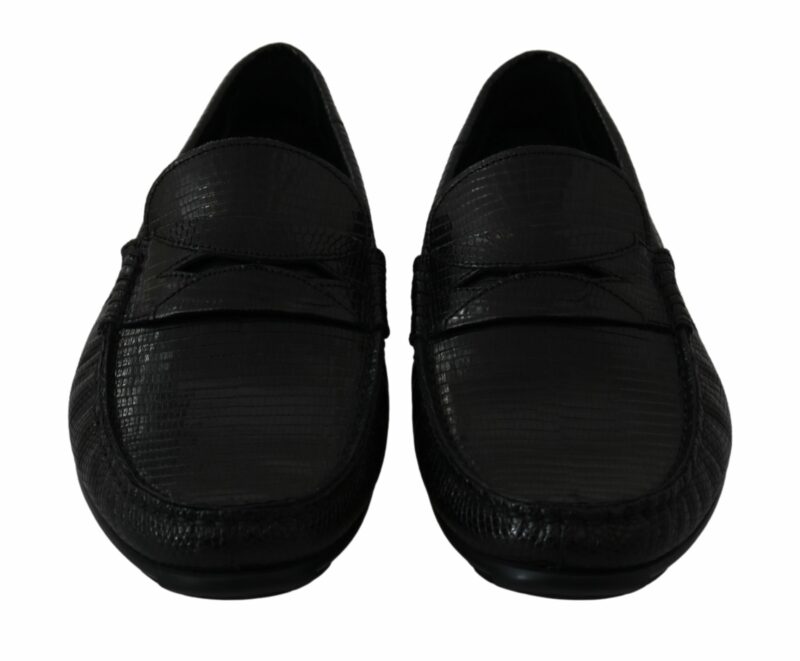 Dolce & Gabbana Exquisite Black Lizard Leather Loafers - Image 3