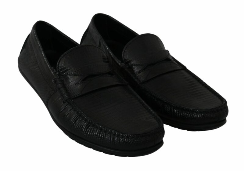 Dolce & Gabbana Exquisite Black Lizard Leather Loafers - Image 4
