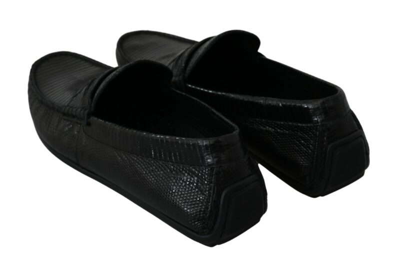 Dolce & Gabbana Exquisite Black Lizard Leather Loafers - Image 5