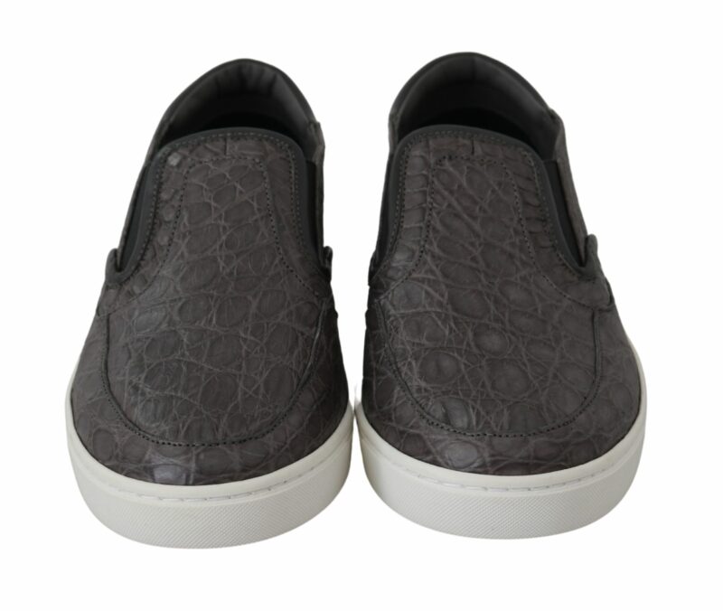 Dolce & Gabbana Elegant Gray Caiman Leather Loafers - Image 2