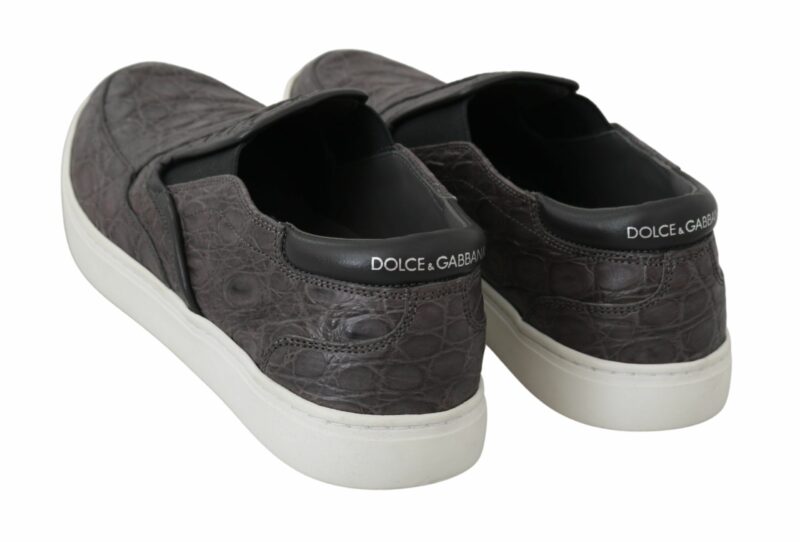 Dolce & Gabbana Elegant Gray Caiman Leather Loafers - Image 4