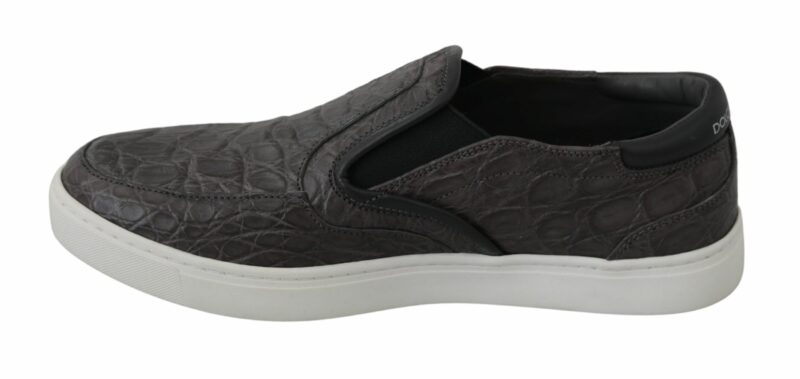 Dolce & Gabbana Elegant Gray Caiman Leather Loafers - Image 5