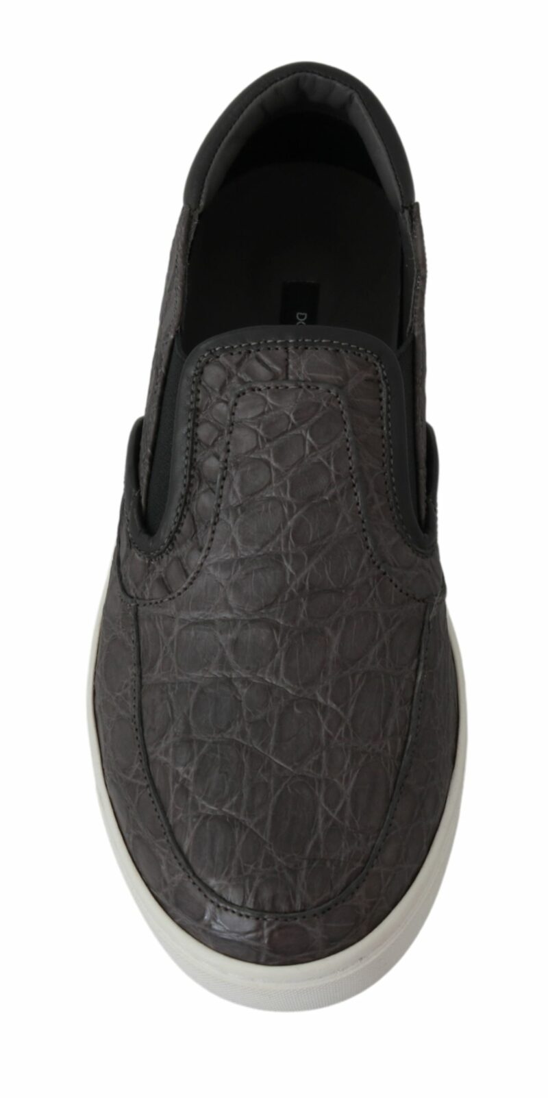 Dolce & Gabbana Elegant Gray Caiman Leather Loafers - Image 7