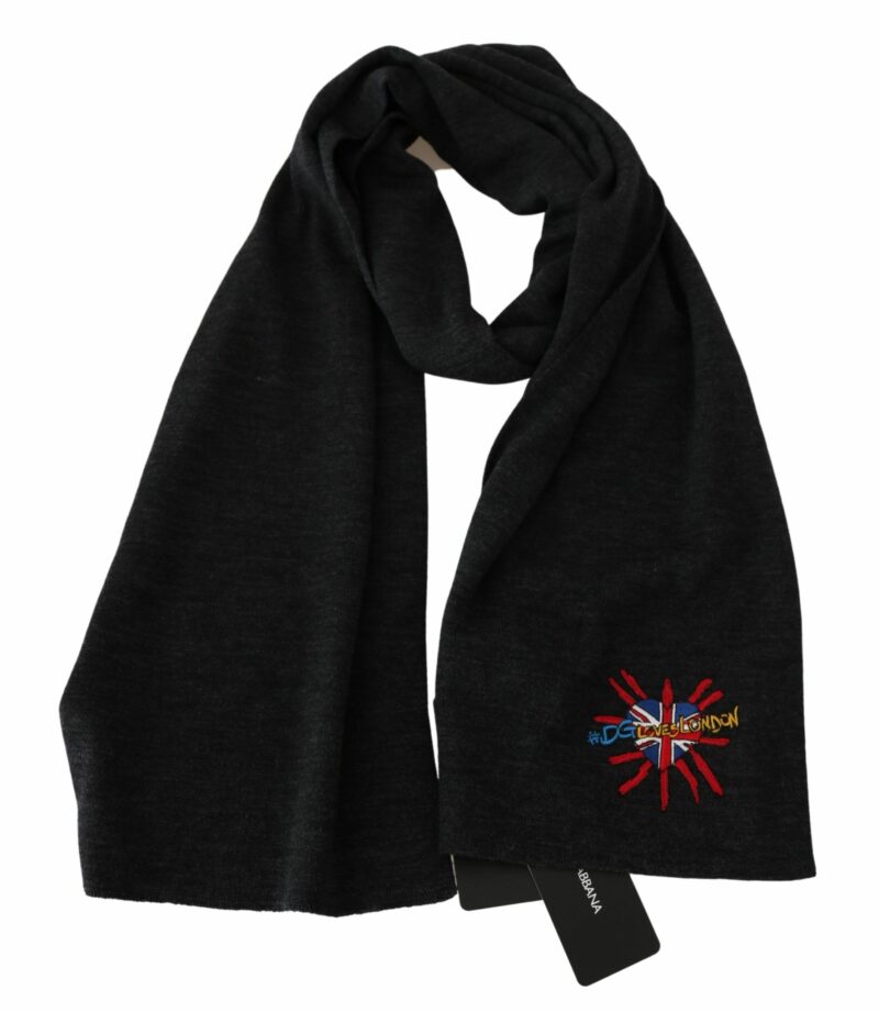 Dolce & Gabbana Chic Woolen Embroidered Men's Scarf - Image 3