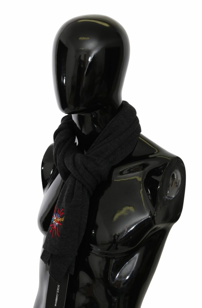 Dolce & Gabbana Chic Woolen Embroidered Men's Scarf - Image 2