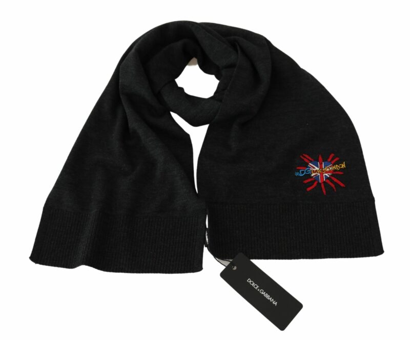Dolce & Gabbana Elegant Virgin Wool Men's Scarf with Embroidery - Image 3