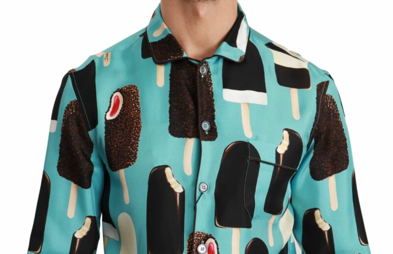 Dolce & Gabbana Exclusive Silk Blend Ice-Cream Print Shirt - Image 3