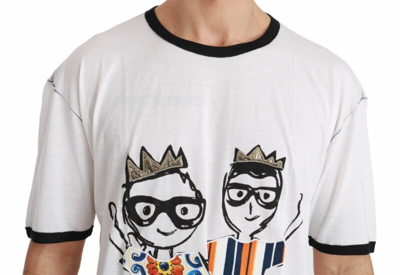 Dolce & Gabbana Elegant White Silk-Blend Men's T-Shirt - Image 3