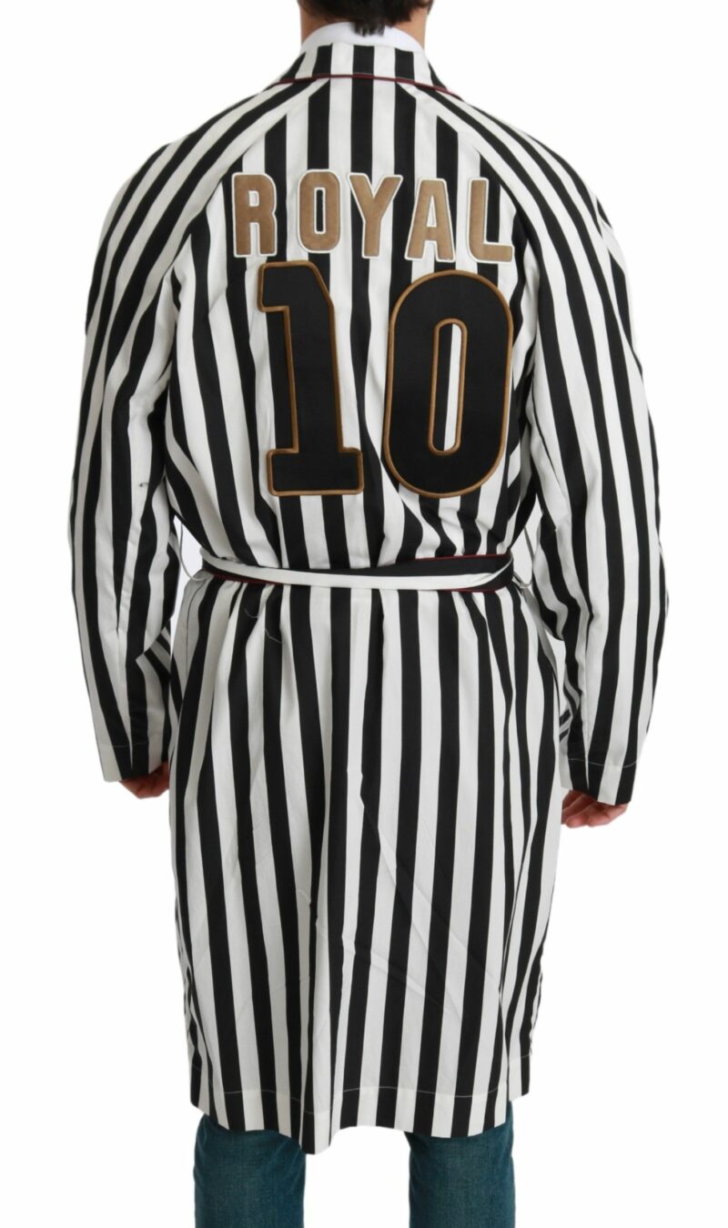 Dolce & Gabbana Elegant Belted Robe Nightgown in Black & White - Image 3